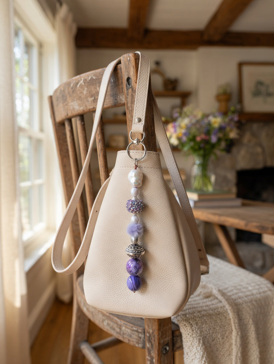 Fuzzy Purple Bag Charm