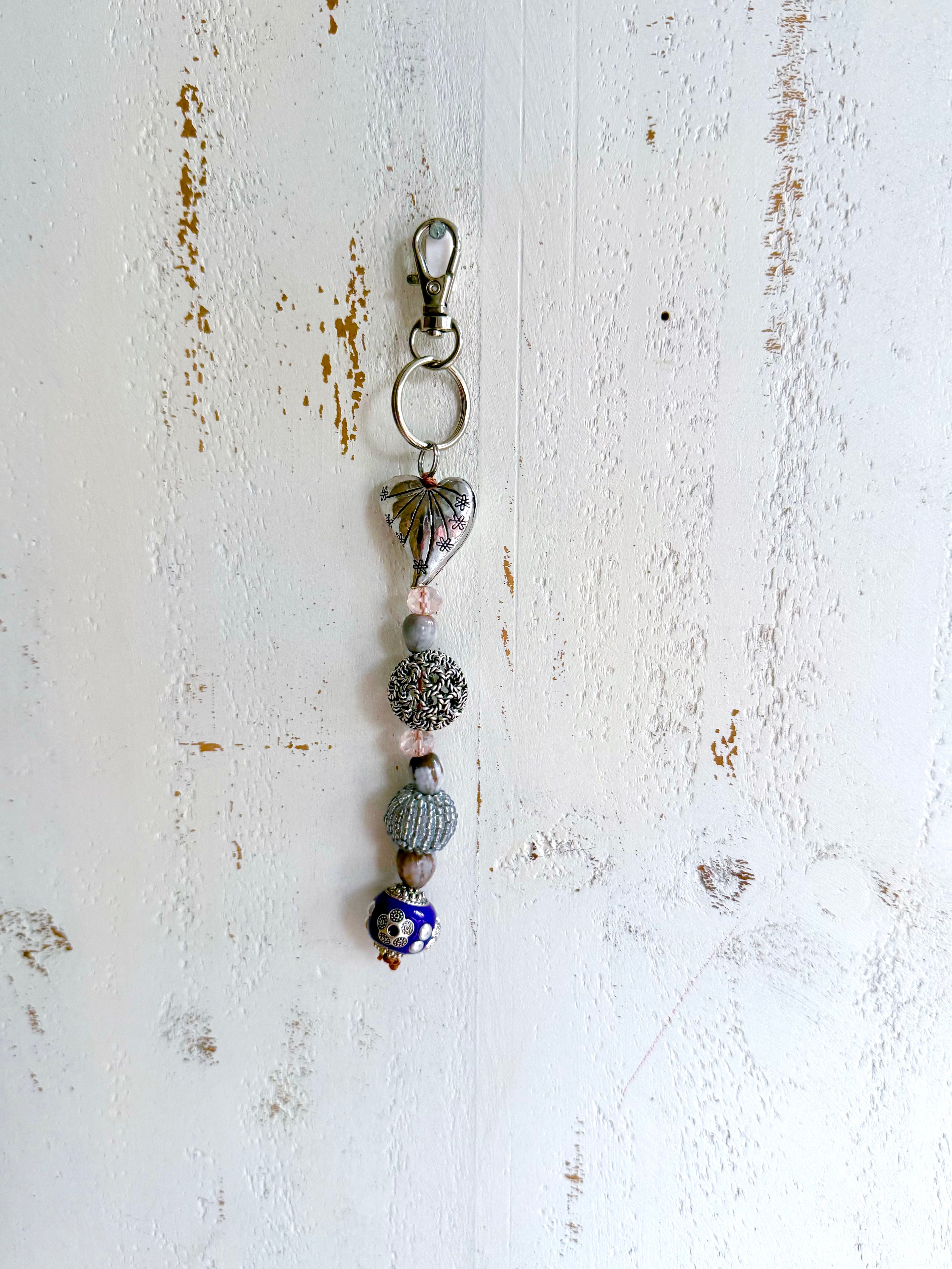 Silver Heart Bag Charm