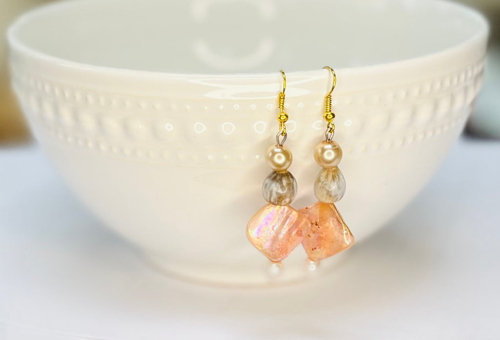Pearl & Peach Earrings