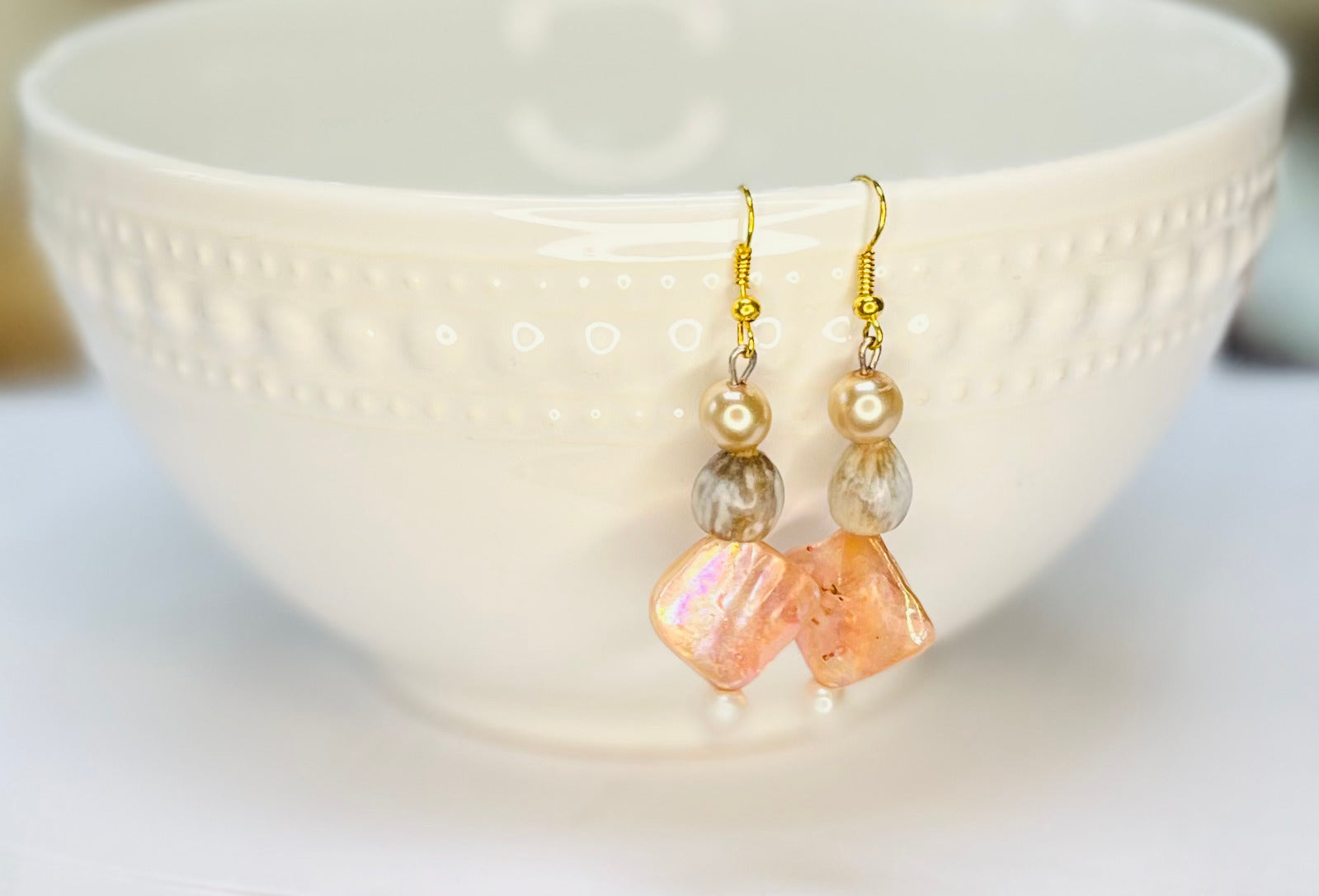 Pearl & Peach Earrings