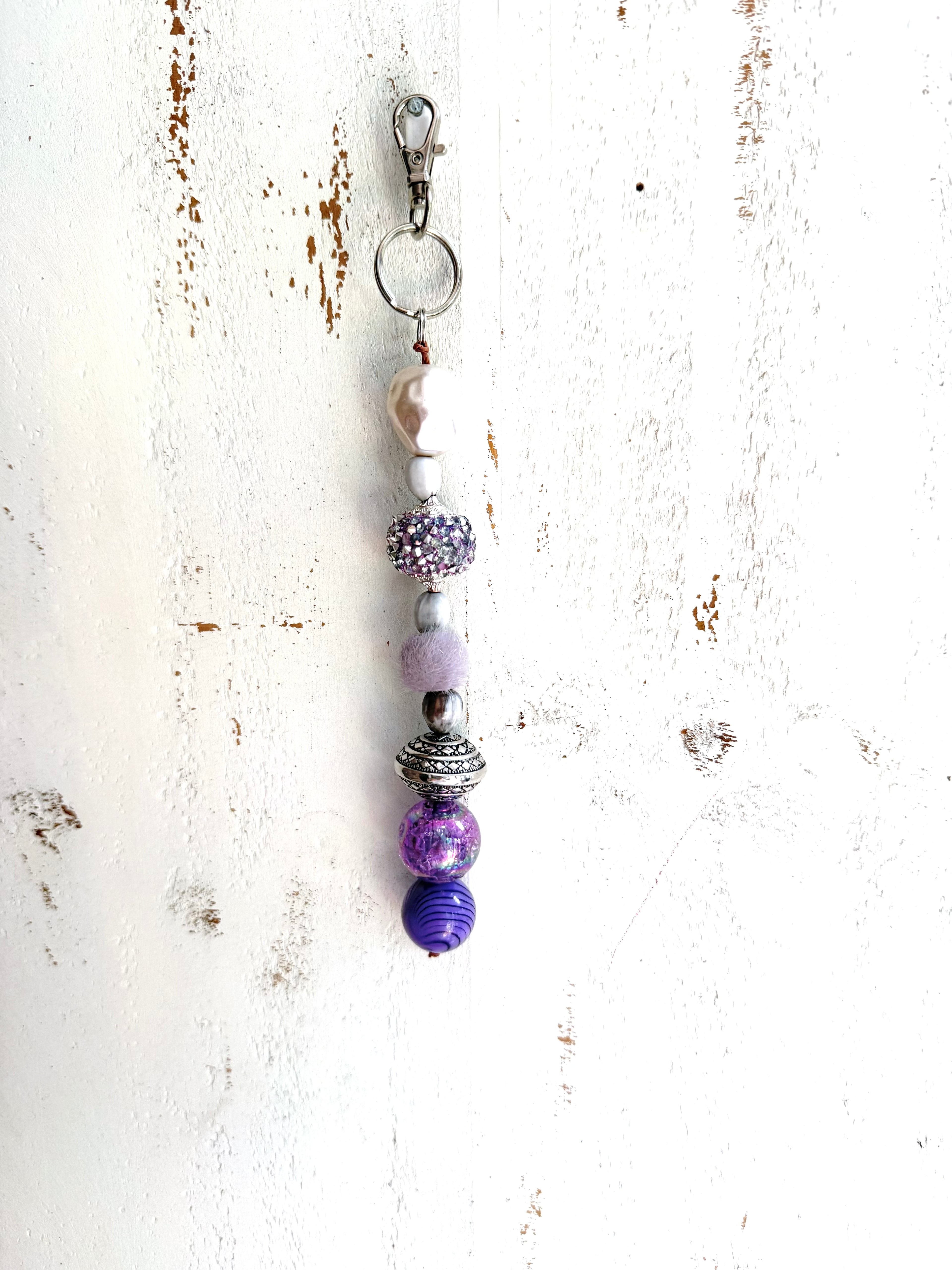 Fuzzy Purple Bag Charm