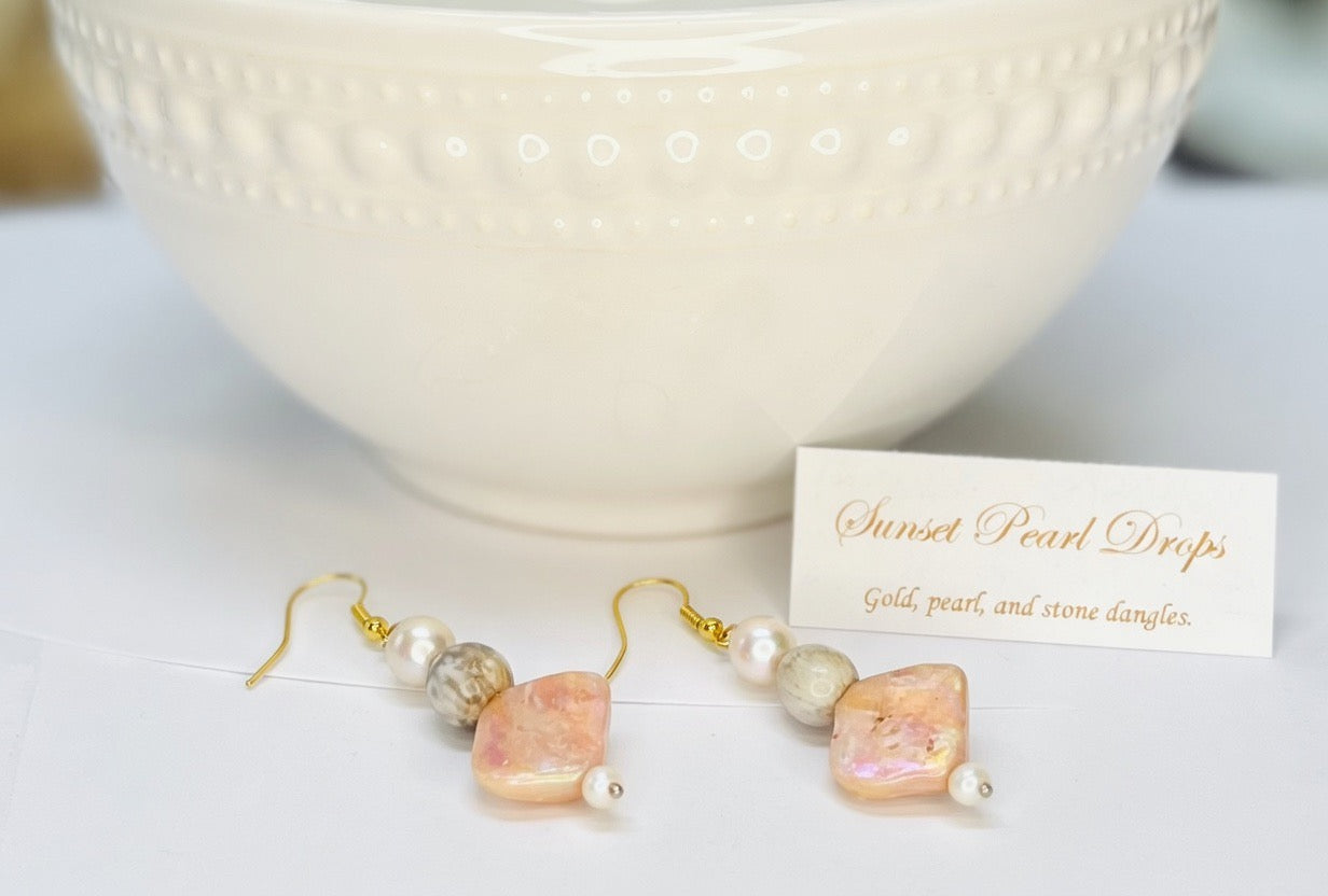 Pearl & Peach Earrings