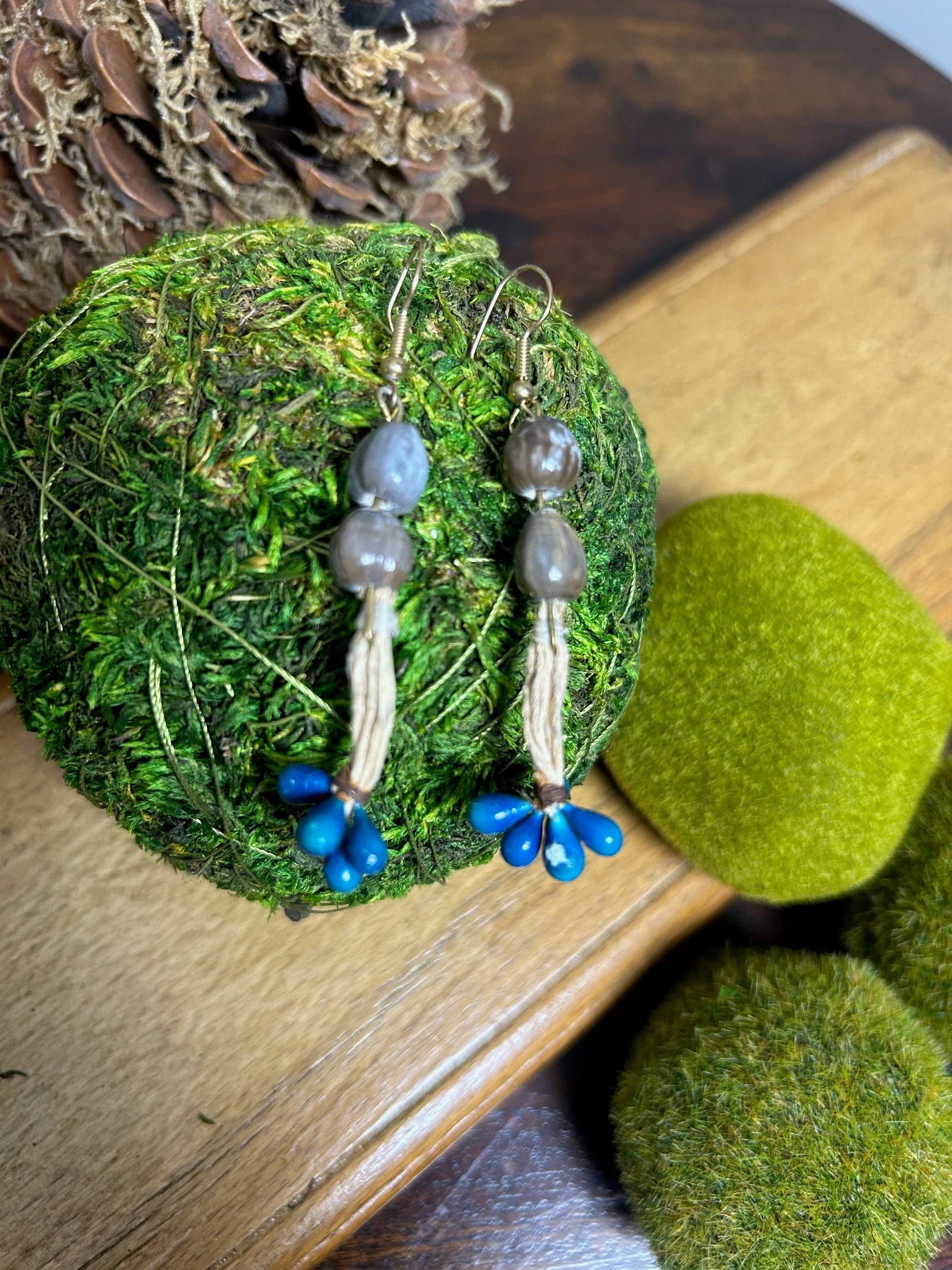 Blue Pod Dangle Earrings